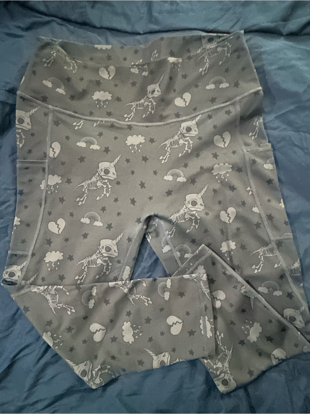 Constantly Varied Gear Gray Unicorn Skeleton Print Leggings